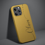 Gold Shimmer Elegant Calligraphy Script Name Case-Mate iPhone 14 Case<br><div class="desc">Gold Shimmer Black Elegant Calligraphy Script Custom Personalized Name iPhone 14 Smart Phone Cases features a modern and trendy simple and stylish design with your personalized name in elegant hand written calligraphy script typography on a metallic gold shimmer background. Designed by ©Evco Studio www.zazzle.com/store/evcostudio</div>