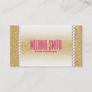 Gold Shimmer Fade & Pearls Business Card
