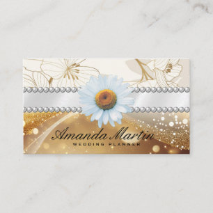 Gold Shimmer Flower Pattern Business Card