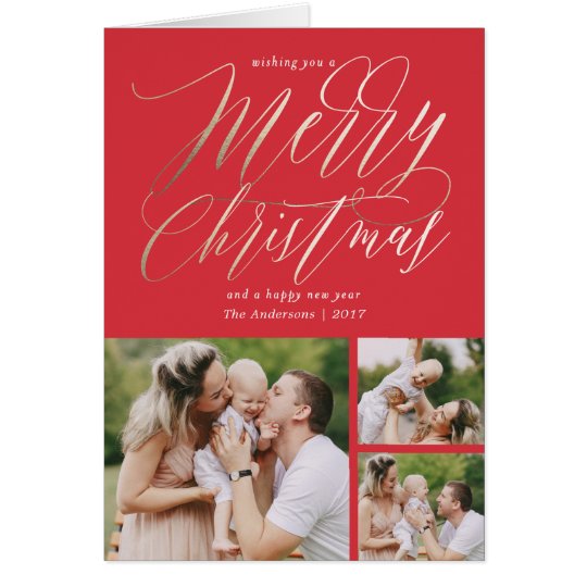 Gold Shimmer Merry Christmas Greeting Card