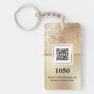 Gold shimmer metallic foil Logo room number Keychain