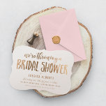 Gold Shimmer Paper Modern Bridal Shower Invitation<br><div class="desc">Customize the colour to suit your bridal shower. We're throwing a bridal shower, all in custom gold type with editable bride's name and event details. Paper type shown is a luxe shimmer paper. Background and Backer colour are customizable. Click "Customize It" and use the swatches on the right to change...</div>