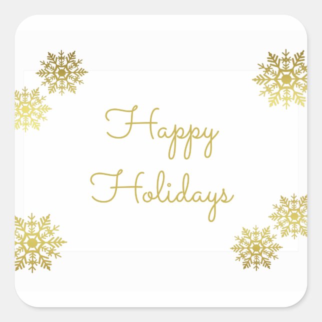 Gold Shimmering Chic Snowflake Holiday Square Sticker (Front)