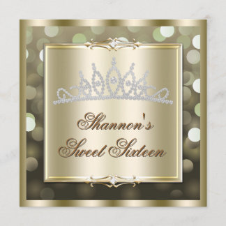 Gold Shimmering Lights Bokeh Sweet Sixteen Invite