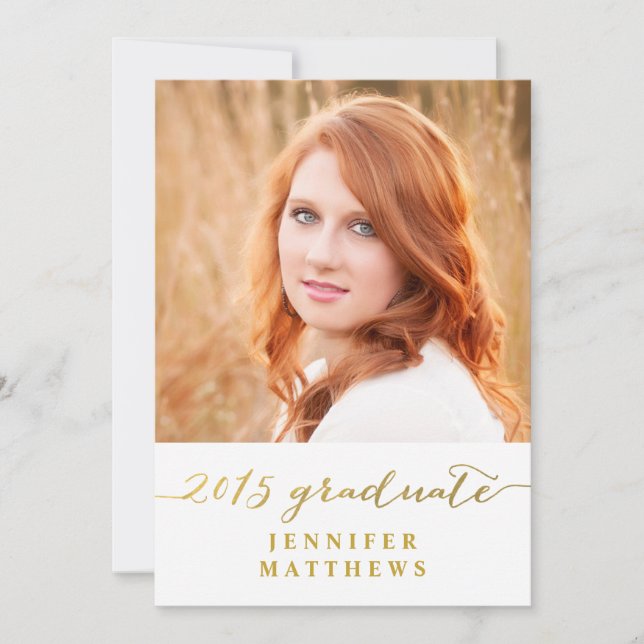 Gold Shine 2015 Photo Graduation Party Invitation (Devant)