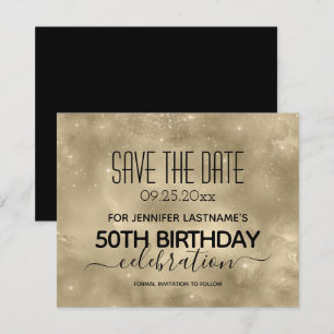 Gold Shine 50th Birthday Save the Date Budget