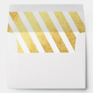 Gold Shine and White Stripe   Holiday Card Envelope