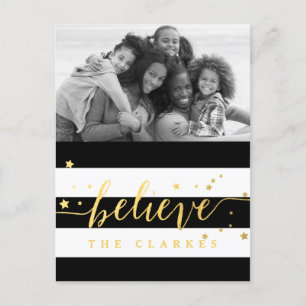 Gold Shine Believe Holiday Photo Postcard