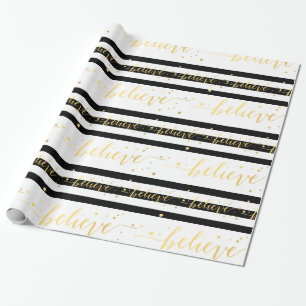 Gold Shine Believe Holiday Wrapping Paper
