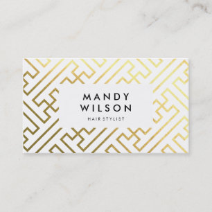 Gold Shine Geometric Pattern Business Cards