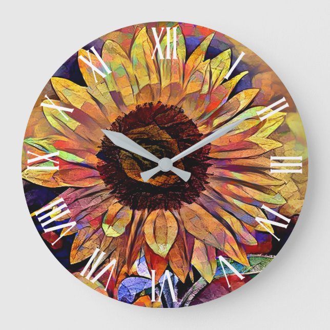 Gold Shine Sunflower Elegant Collection Large Clock (Front)