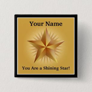 Gold Shining Star Custom Button