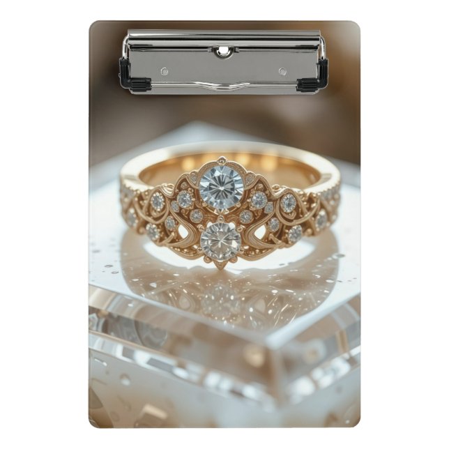 gold shinning diamond ring mini clipboard (Front)
