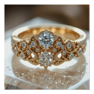 gold shinning diamond ring poster
