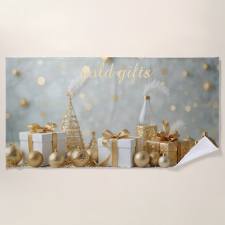 gold shinning presents beach towel
