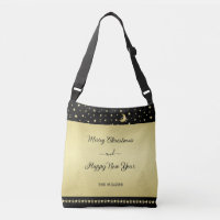 Gold shiny Christmas stars, paws on gold & black