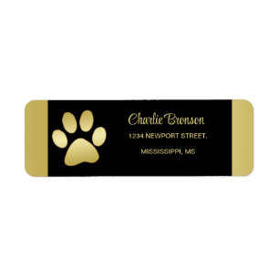  Gold Shiny Dog Paw on black background