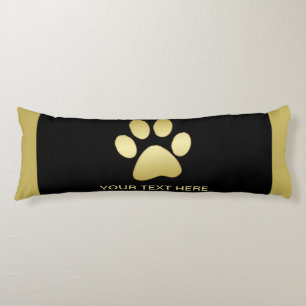 Gold Shiny Dog Paw on black background Body Pillow