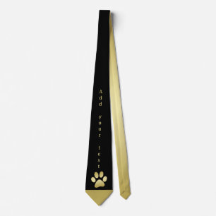  Gold Shiny Dog Paw on black background Tie