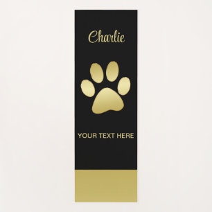 Gold Shiny Dog Paw on black background Yoga Mat