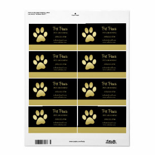  Gold Shiny Dog Paw on black Pet Grooming Service 