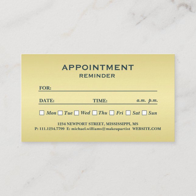 Gold Shiny Dog Paw on black Pet Grooming Service  Appointment Card (Back)