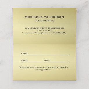  Gold Shiny Dog Paw on black Pet Grooming Service  Appointment Card