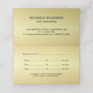  Gold Shiny Dog Paw on black Pet Grooming Service  Appointment Card