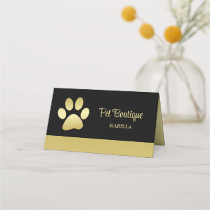 Gold Shiny Dog Paw on black Pet Grooming Service Loyalty Card