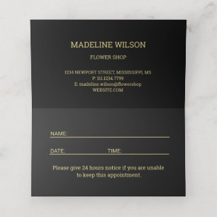Gold Shiny Flower Palm Leaves on black Appointment Card