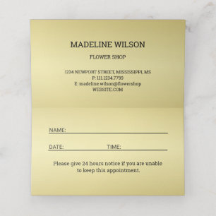 Gold Shiny Flower Palm Leaves on black  Appointment Card