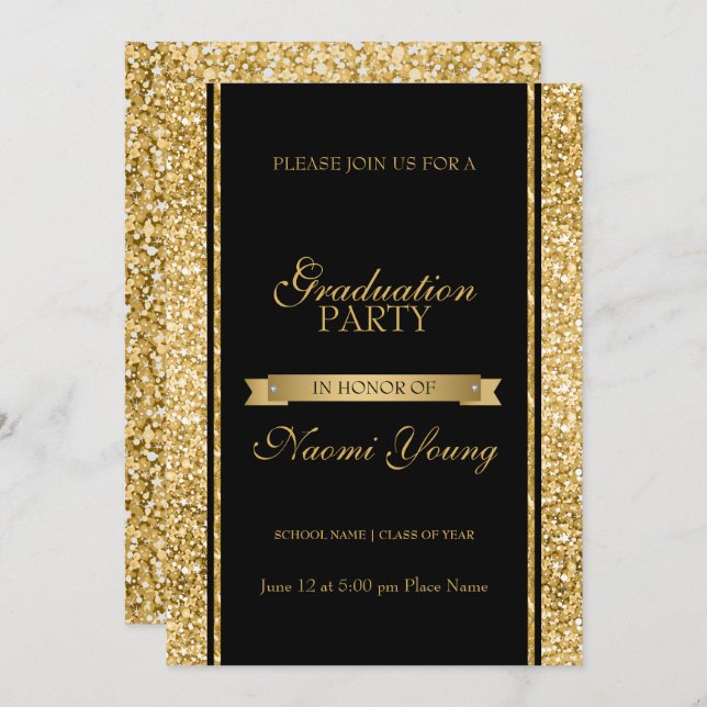 Gold Shiny Glitter Invitation (Front/Back)