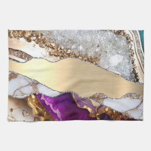 Gold Shiny Marble Agate Kitchen Towel