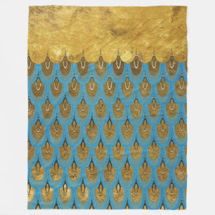 Gold Shiny Princess Mermaid Glitter Scales Fleece Blanket