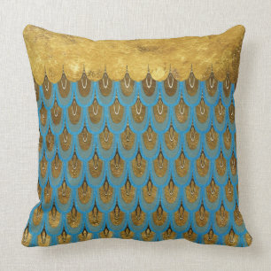 Gold Shiny Princess Mermaid Glitter Scales Throw Pillow