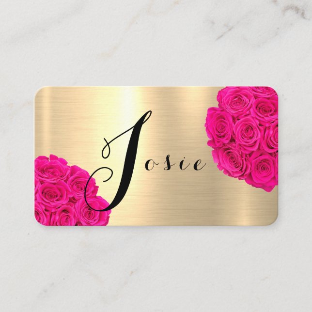 Gold Shiny Roses H Letter Business Card (Front)