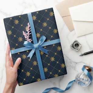 Gold Ship Weel Wrapping Paper