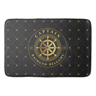 Gold Ship Wheel Bath Mat