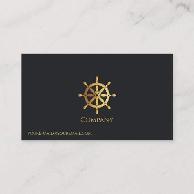 Gold Ship Wheel Business Card (Front)