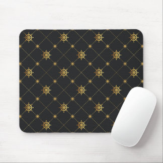 Gold Ship Wheel Mouse Pad