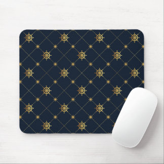 Gold Ship Wheel Mouse Pad