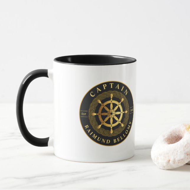 Gold Ship Wheel Mug (With Donut)