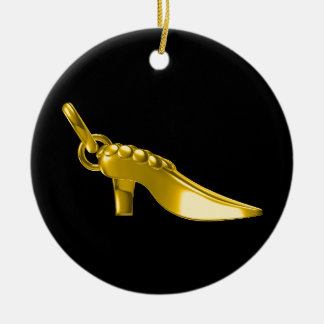 Gold shoe ceramic ornament
