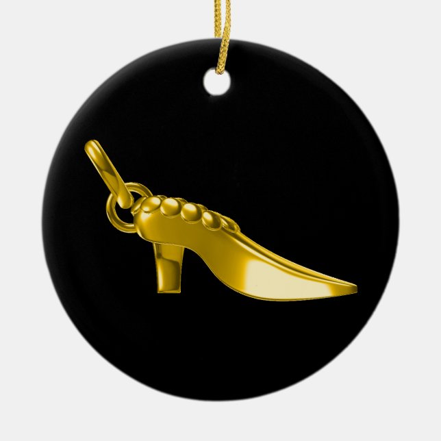 Gold shoe ceramic ornament (Front)