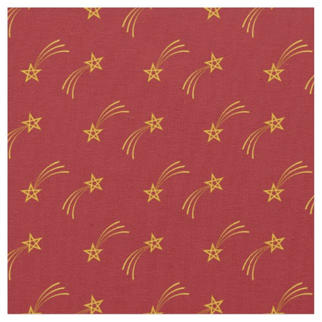 Gold shooting star on red fabric (Close Up)