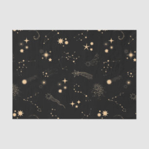 Gold shooting stars comets planets sky night tissue paper