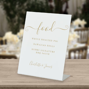 Gold Signature Script Food Menu Pedestal Sign