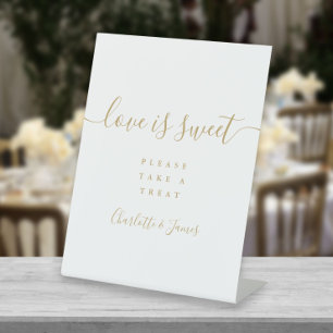 Gold Signature Script Love Is Sweet Favour Pedestal Sign