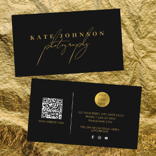 Gold Signature Script QR Code Social Media    Business Card