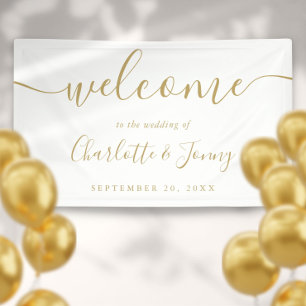 Gold Signature Script Wedding Welcome Banner